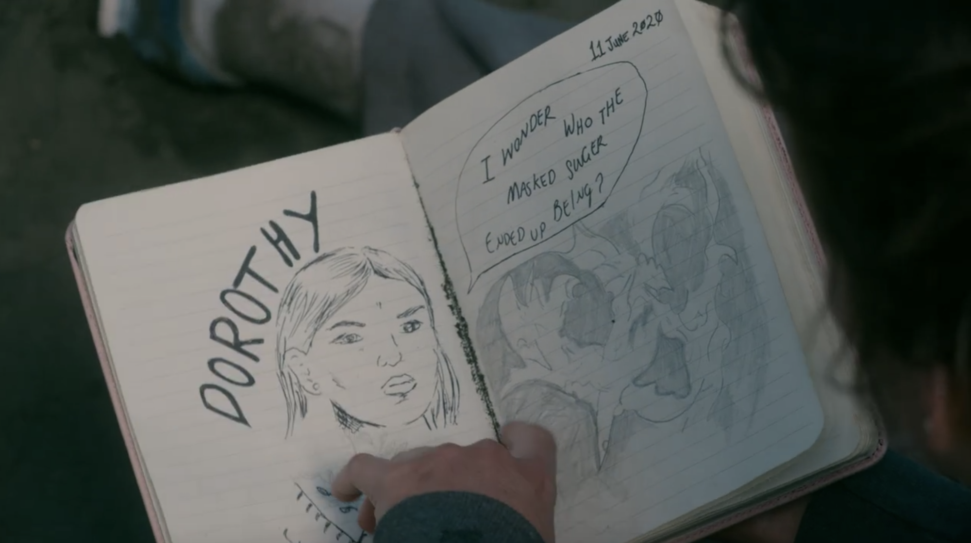 The Wilds S1E06 Nora's Journal Sketch of Dot